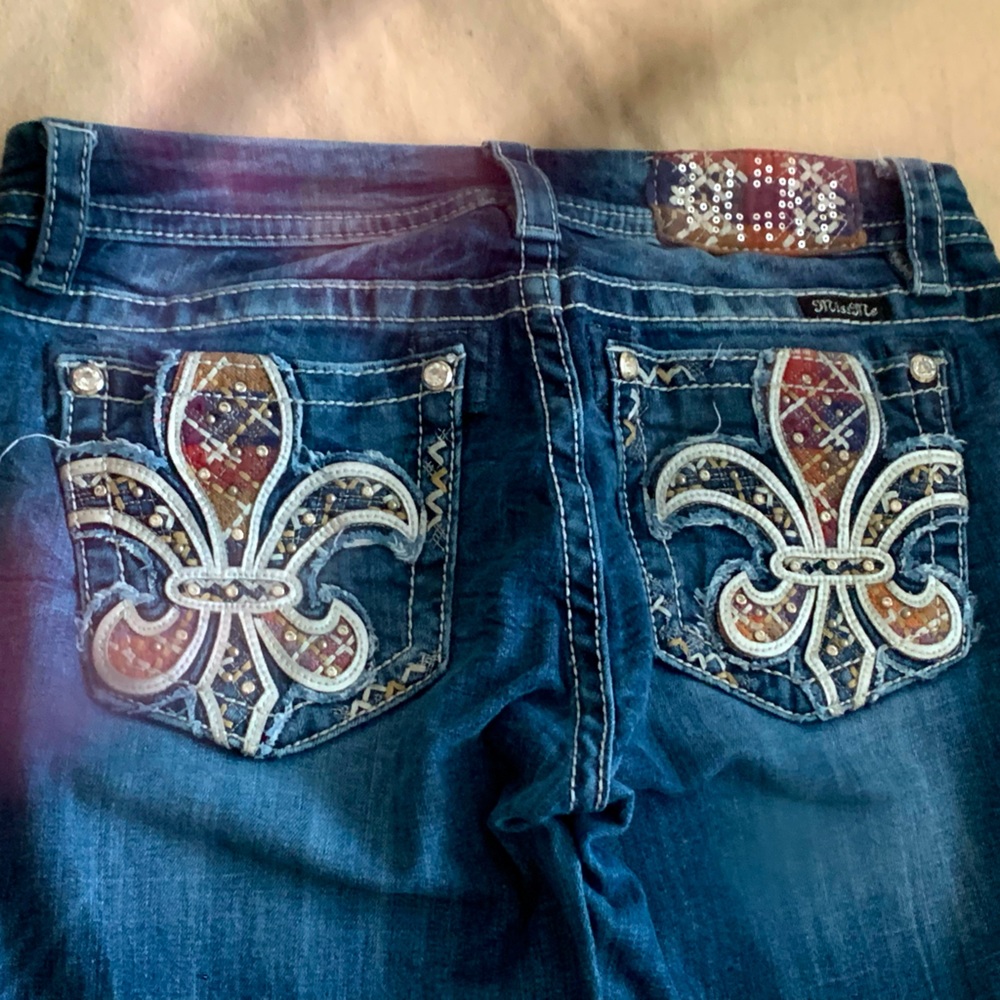 Miss Me Jeans Boot Cut Fleur-de-lis and Rhinestones Style